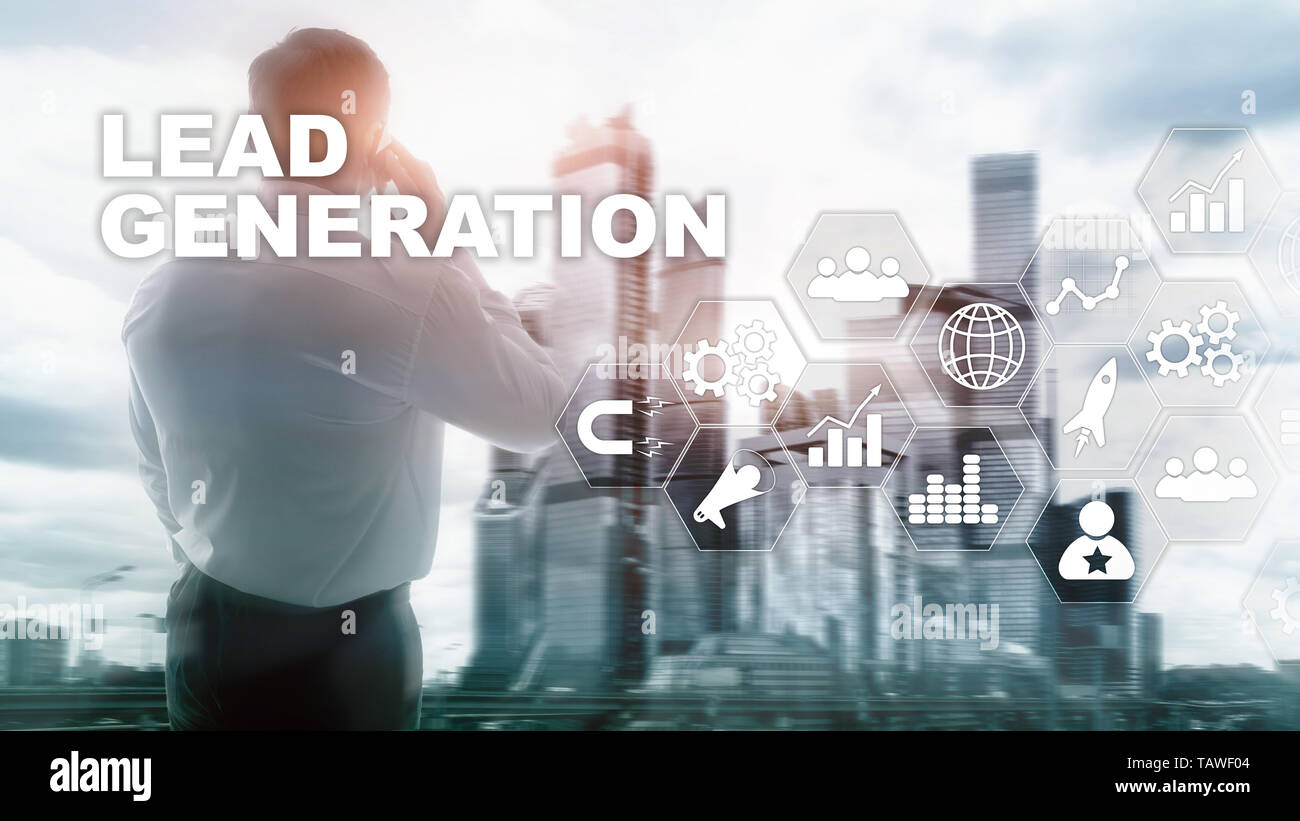 Lead Generation Analysis Business Research Interest Concept. Marketing Strategy Financial Technology. Stock Photo