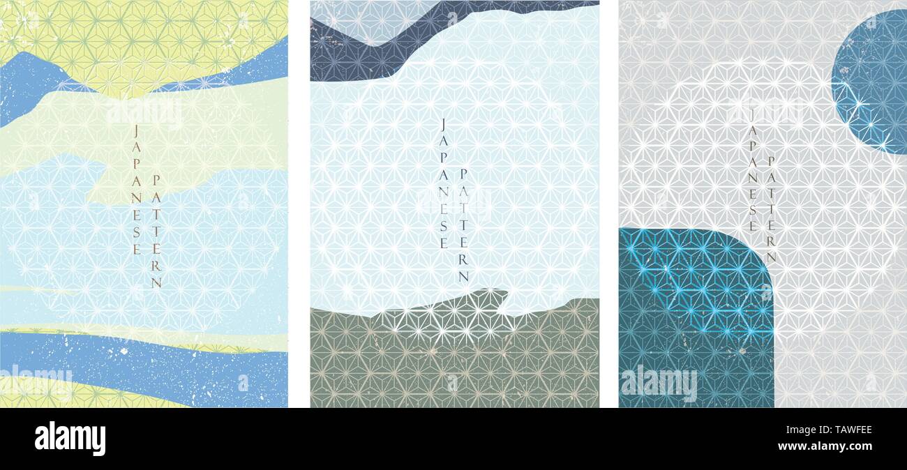 Japanese template vector. Abstract background. Geometric pattern in blue Stock Vector
