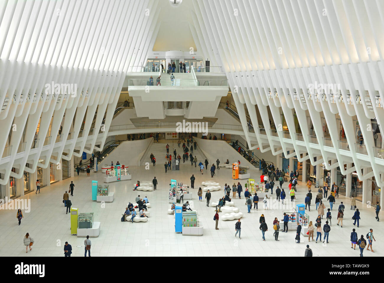 Westfield World Trade Center, shopping center at World Trade Center complex  in Manhattan. Mall inside Oculus and entrance to subway Stock Photo - Alamy
