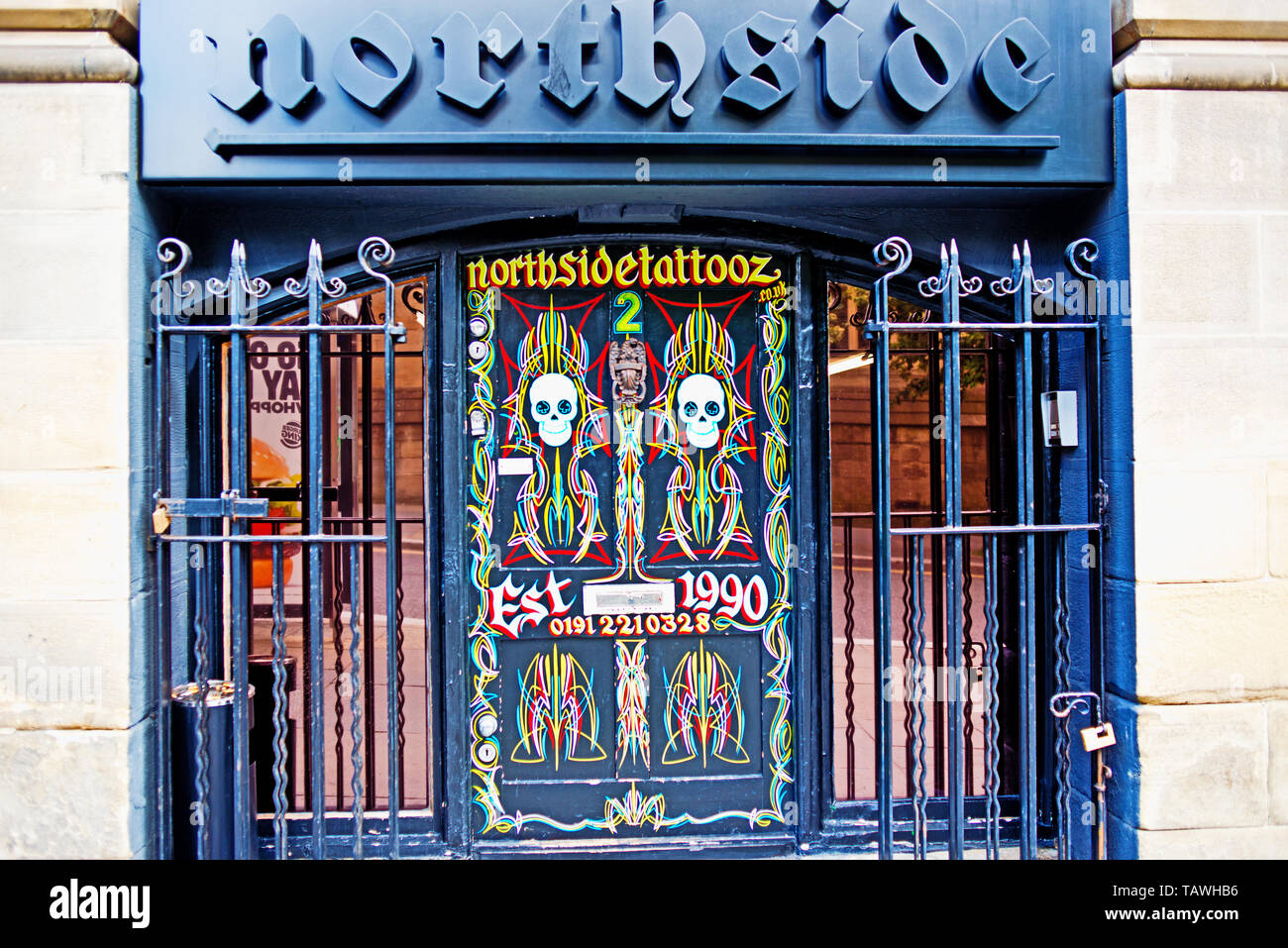 Northside Tattooz, Bewick Street, Newcastle upon Tyne, England Stock Photo