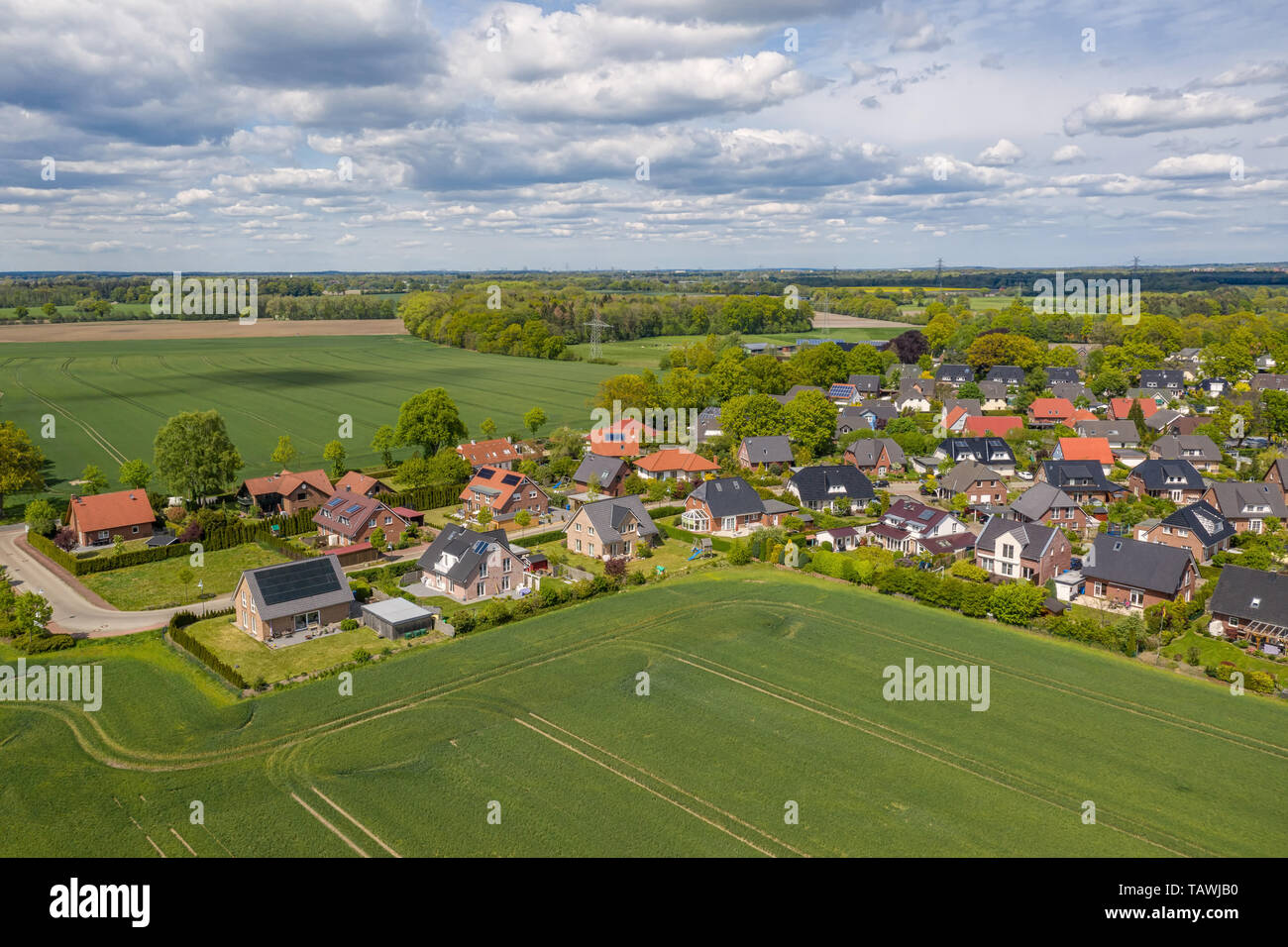 aerial view of settlement in Germany Stock Photo
