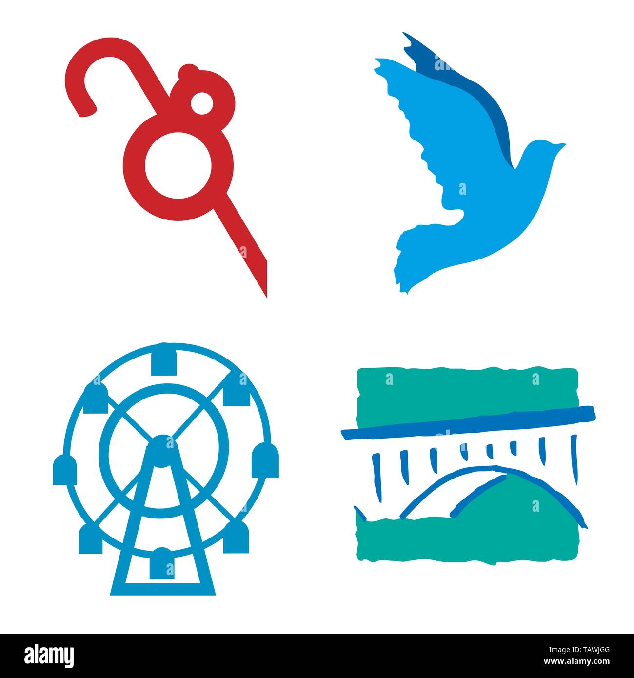 Vector illustration. Set of four nature icons in flat style Stock ...
