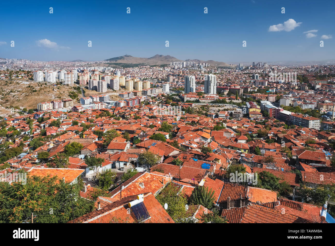 Cityscape of Ankara seen from the Ankara Castle, Turkey Stock Photo