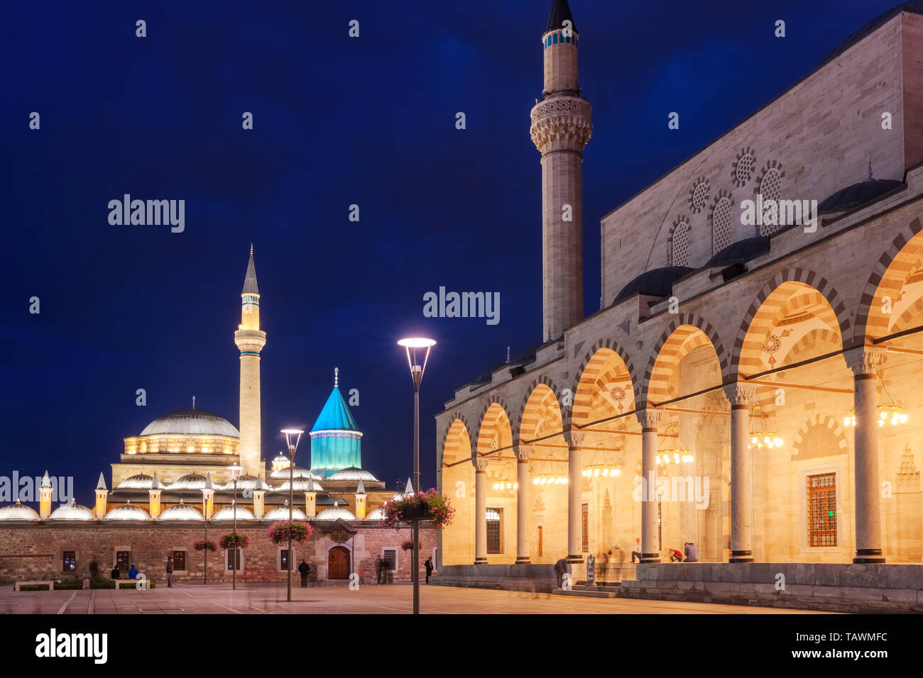 The central square of the old town of Konya at night, Turkey Stock Photo