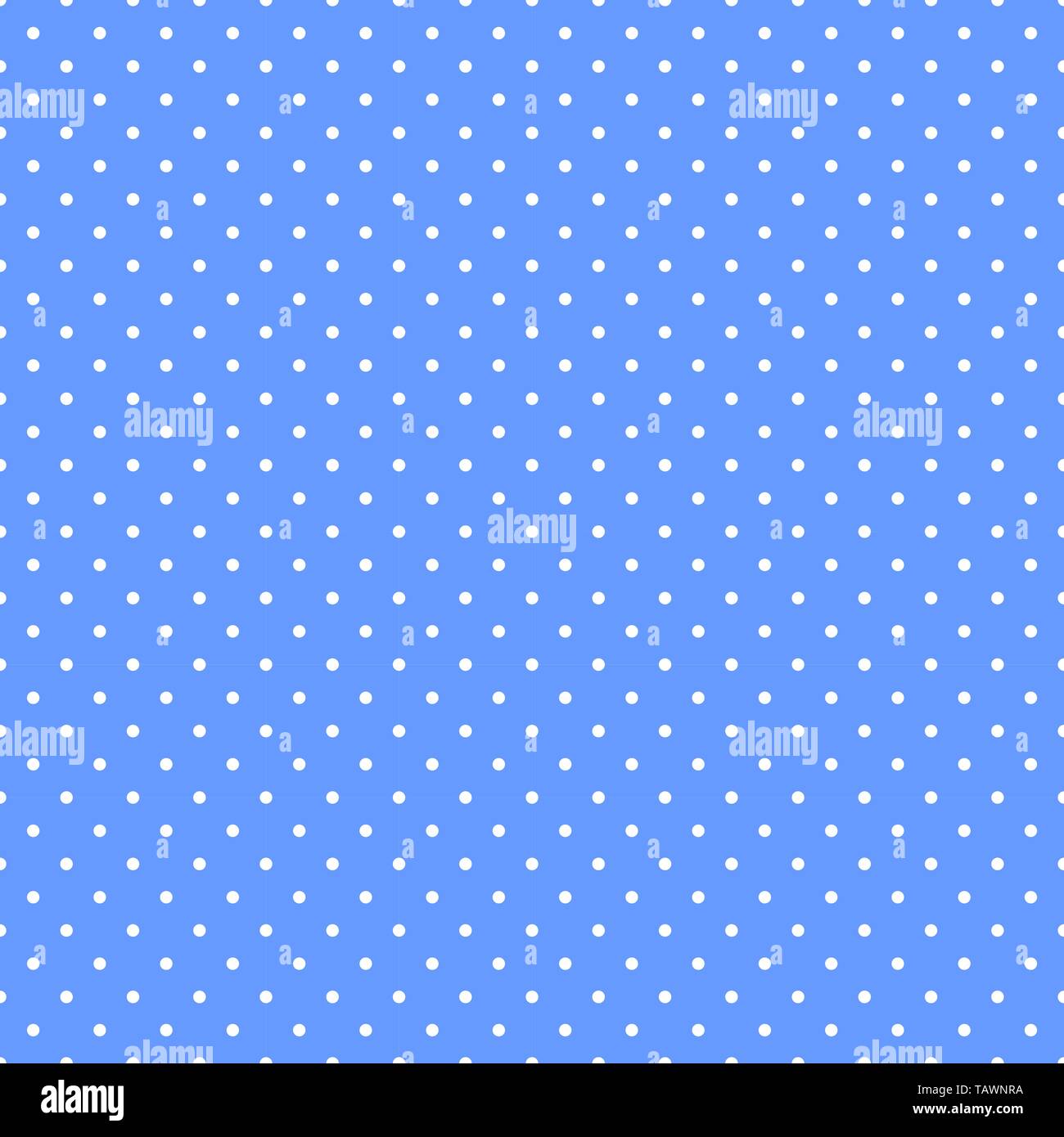 White polka dots on blue background seamless pattern illustration Stock ...