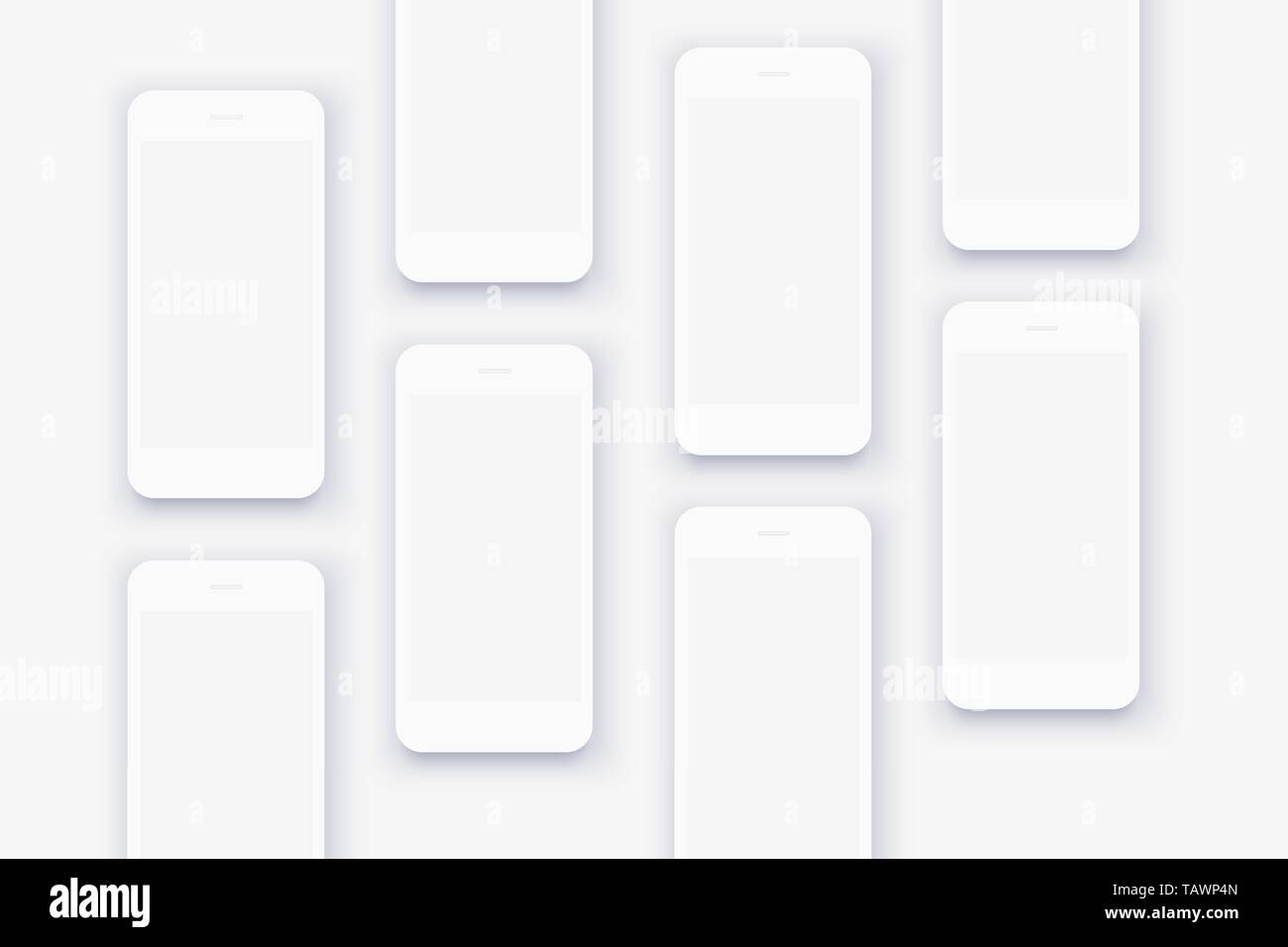 The background of the mockups of white smartphones Stock Vector
