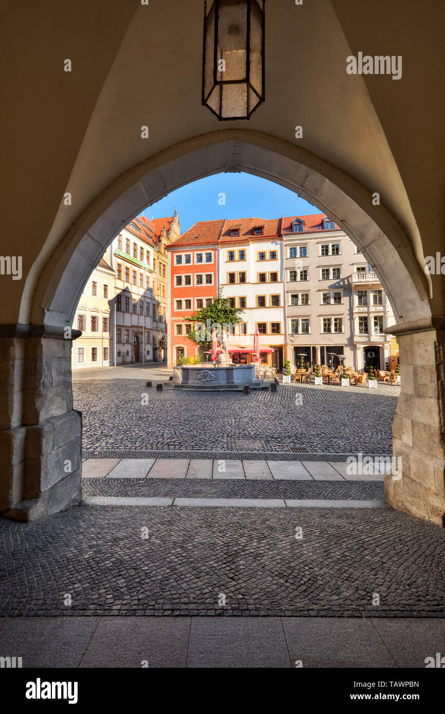 Traditional German architecture, Gorlitz town in Saxony, Germany. View ...