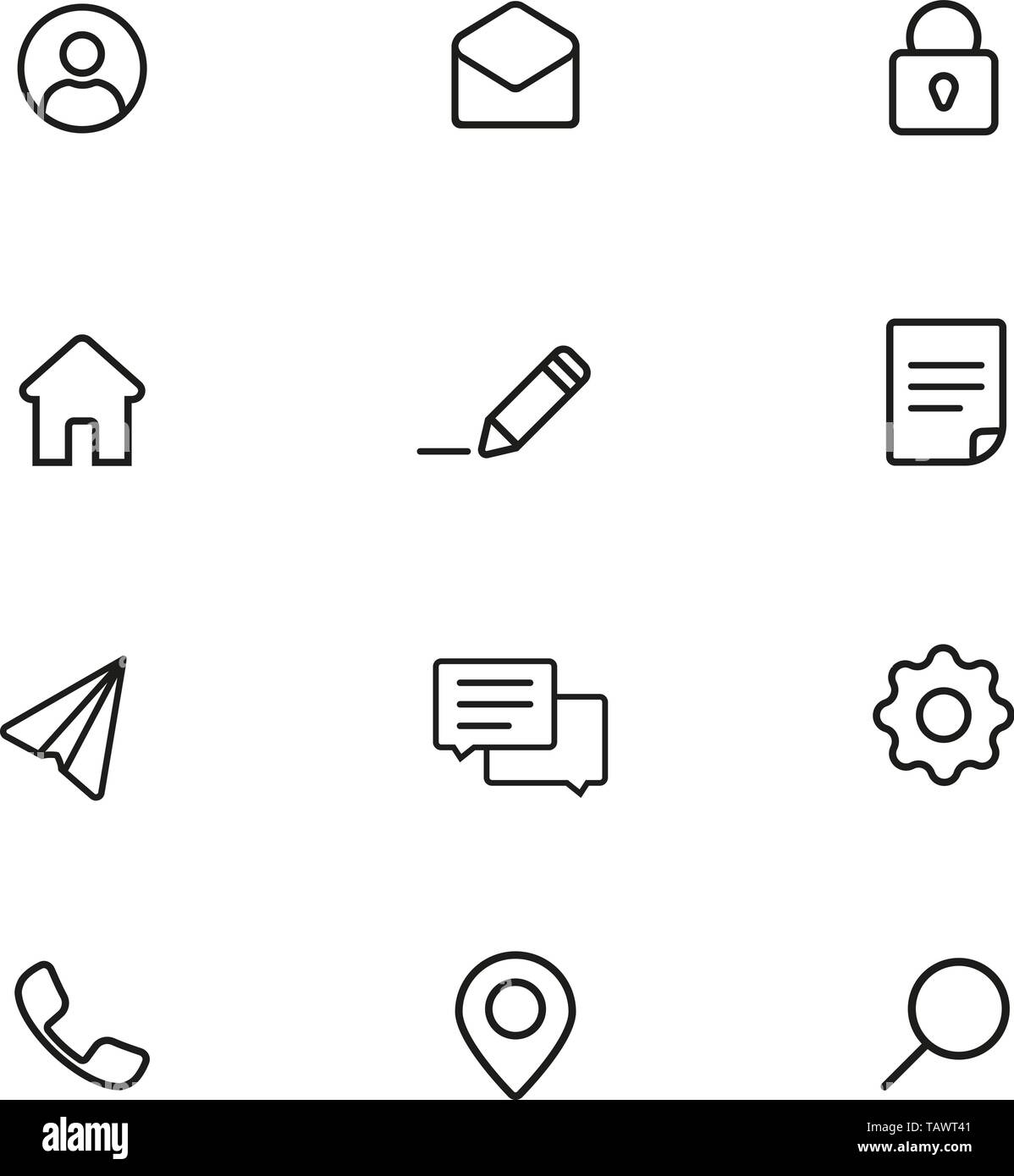 The basic Set of icons on the site is a thin line Stock Vector Image ...