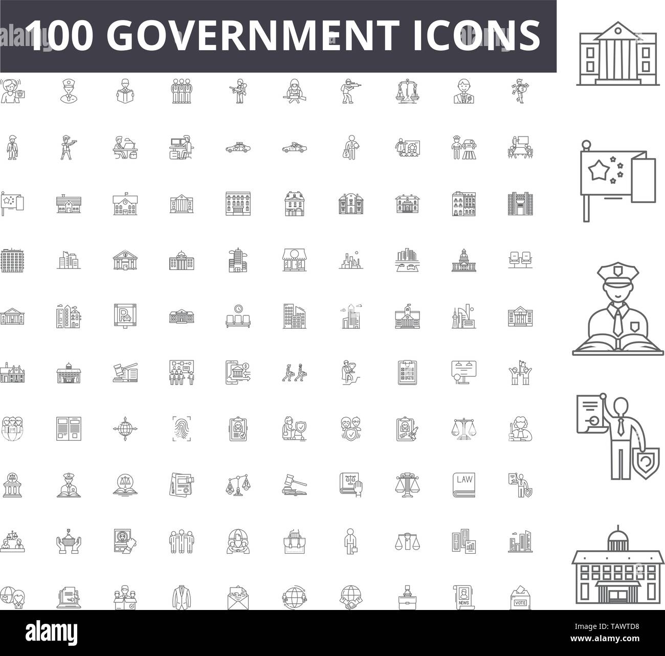 Government line icons, signs, vector set, outline illustration concept