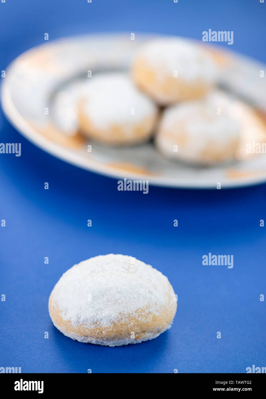 Sweet Eid El Fitr Cookie, Muslim Lesser Holiday Traditional Sweets, Kaak with Sugar Stock Photo