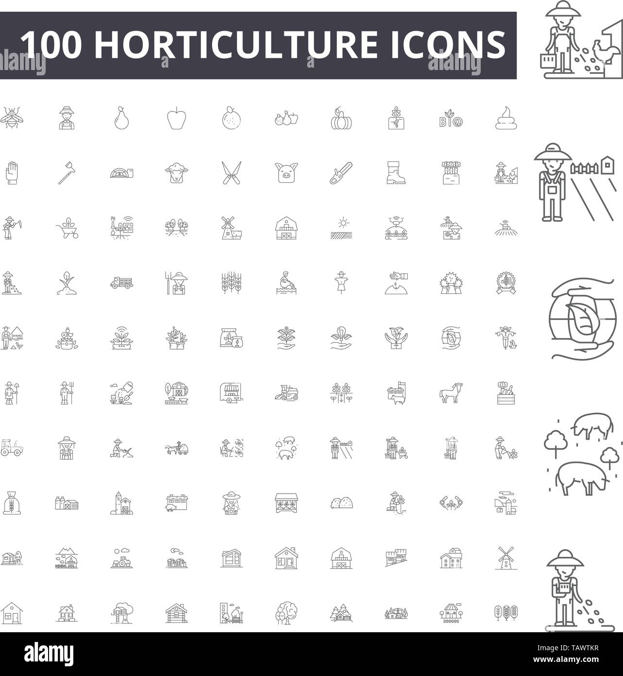 Horticulture line icons, signs, vector set, outline illustration ...