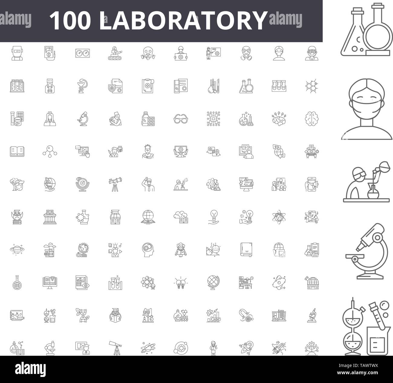 Laboratory line icons, signs, vector set, outline illustration concept ...