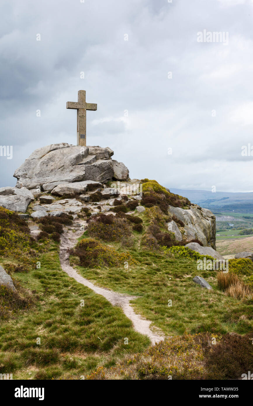Rylstone Cross In The Craven District Of North Yorkshire UK Stock 