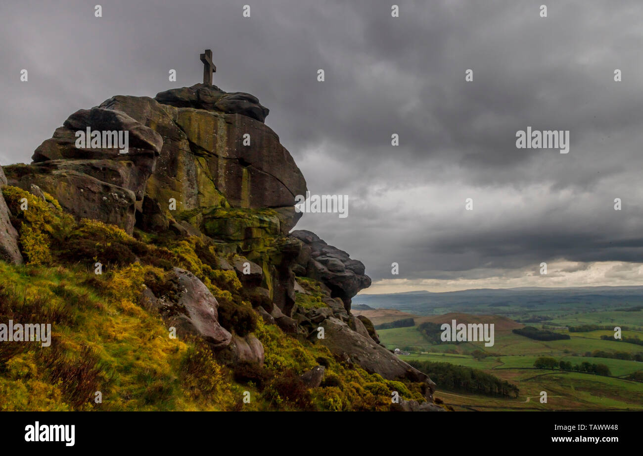 Rylstone Cross In The Craven District Of North Yorkshire UK Stock 