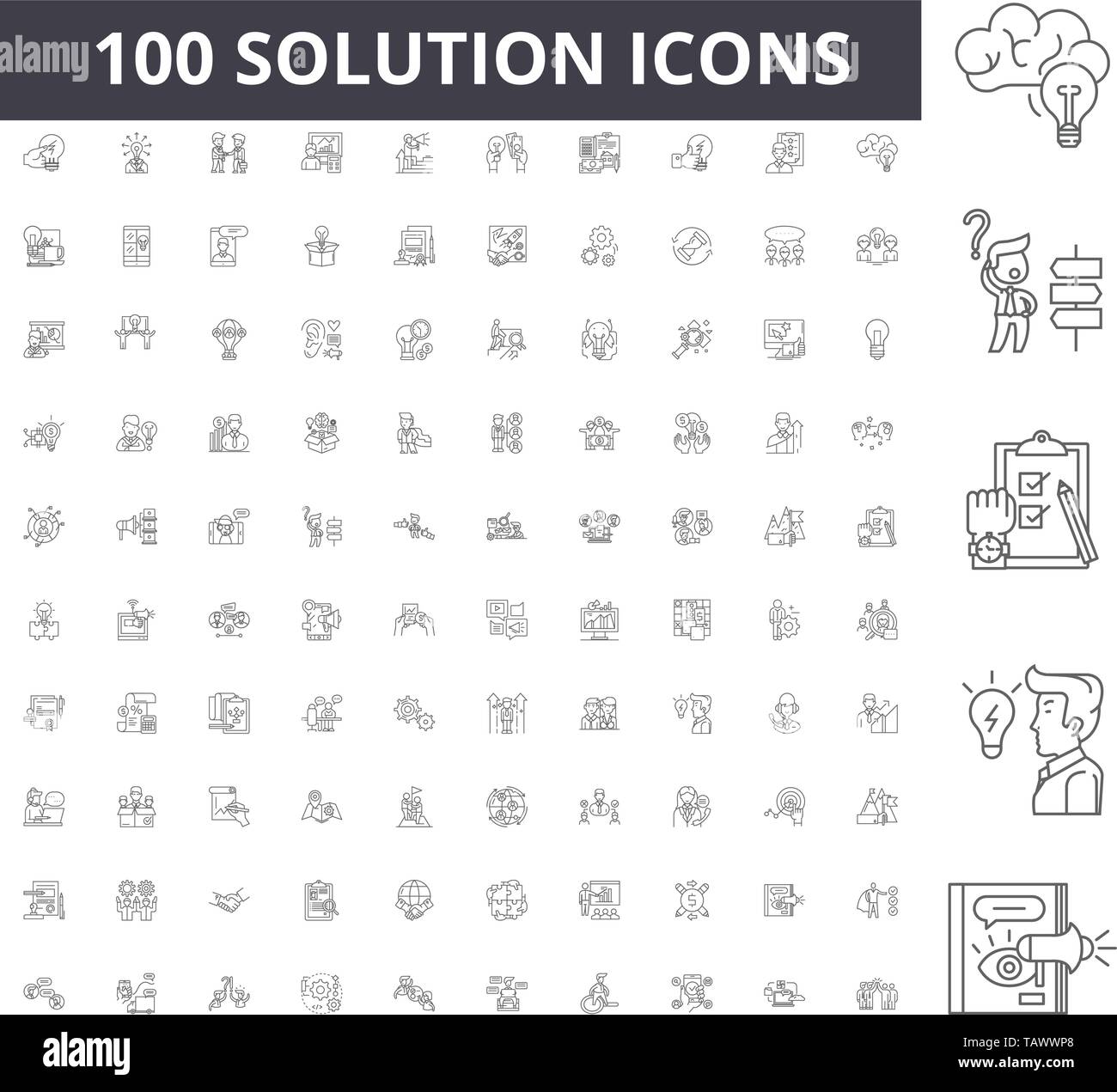 Solution line icons, signs, vector set, outline illustration concept  Stock Vector