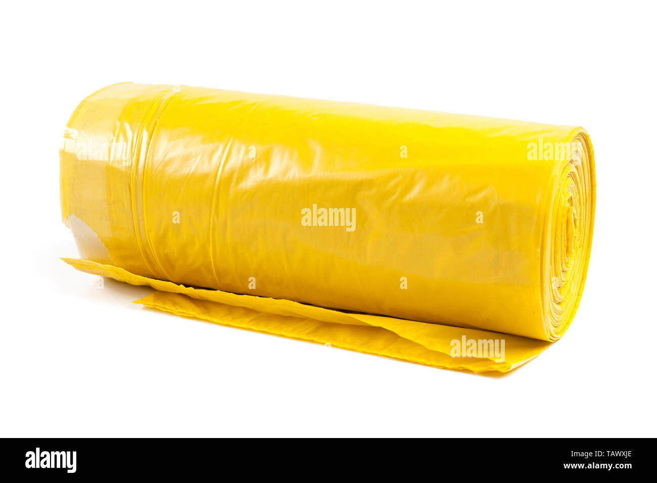roll of plastic garbage bags isolated on white background Stock Photo