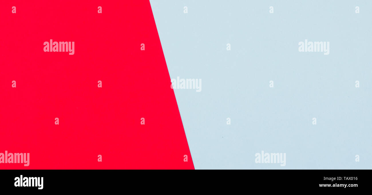 Red And Light Blue Color Paper Banner Background Stock Photo