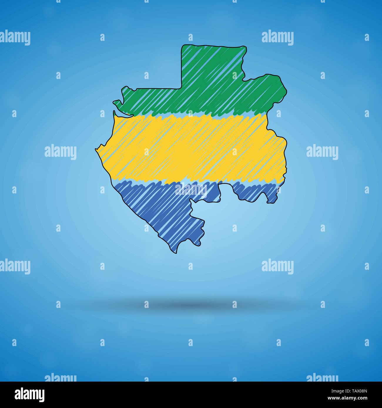 Scribble map of Gabon Sketch Country - Scribble Map Of Gabon Sketch Country Map For Infographic Brochures And Presentations Stylized Sketch Map Of Gabon Vector Illustration TAX08N 