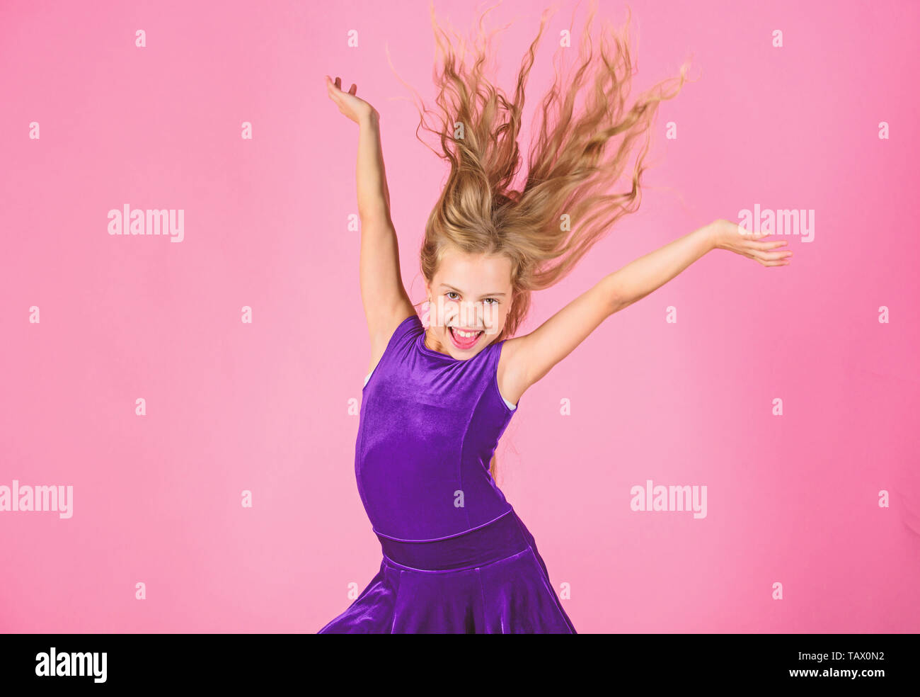 Ballroom Latin Dance Hairstyles Kid Girl With Long Hair Wear