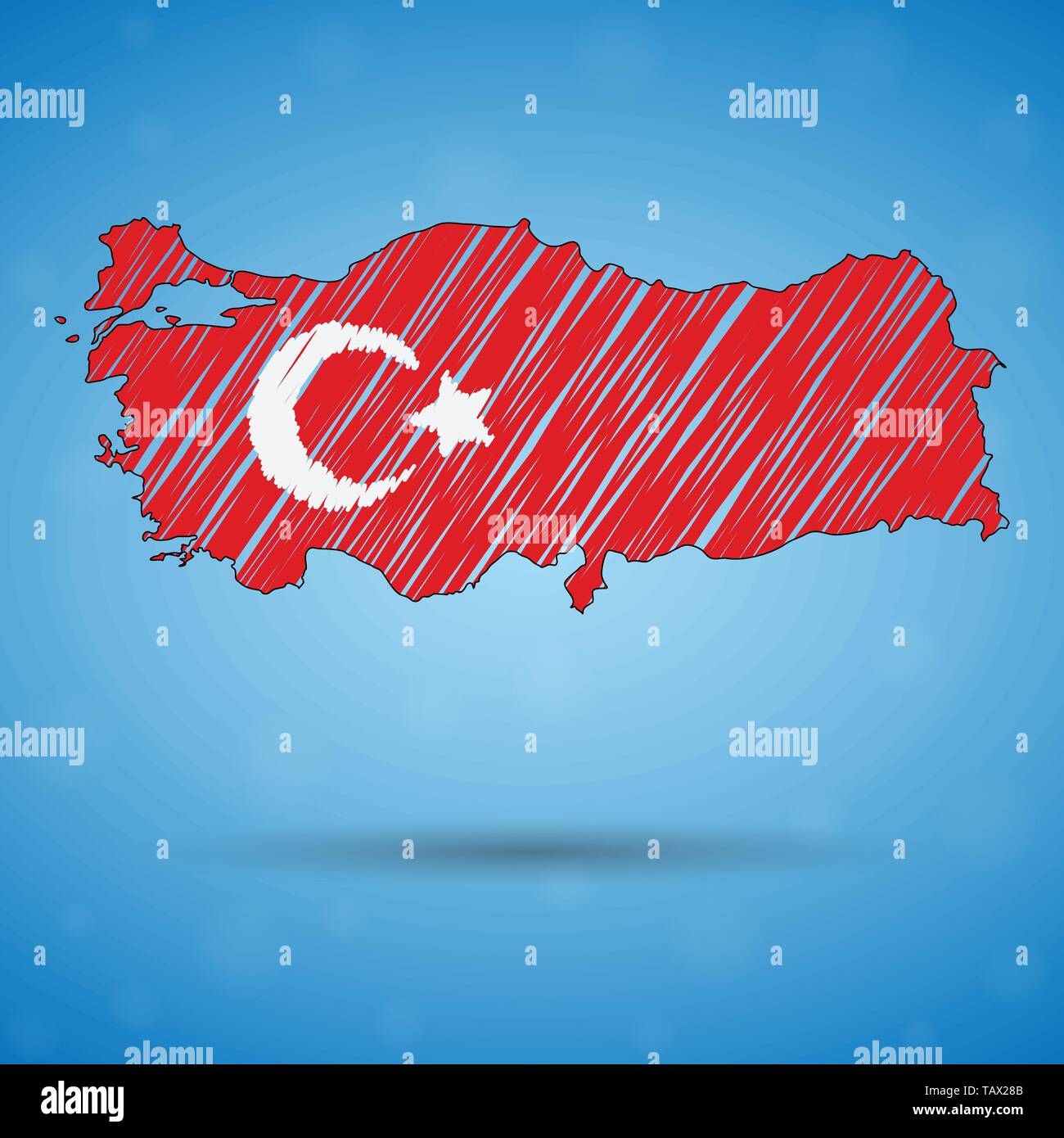 Scribble map of Turkey. Sketch Country map for infographic, brochures