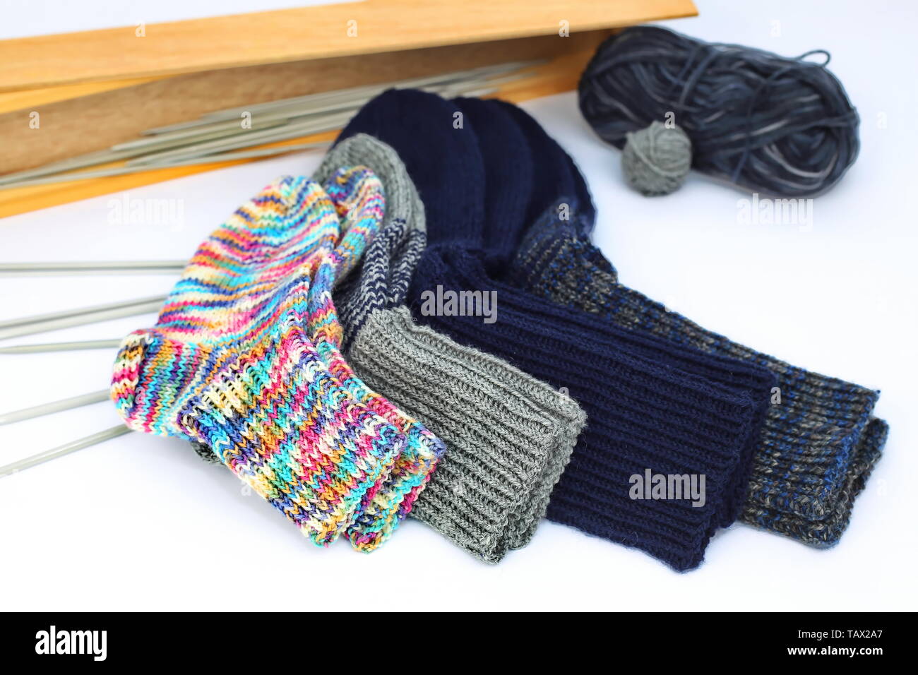 Self-made socks as decoration Stock Photo