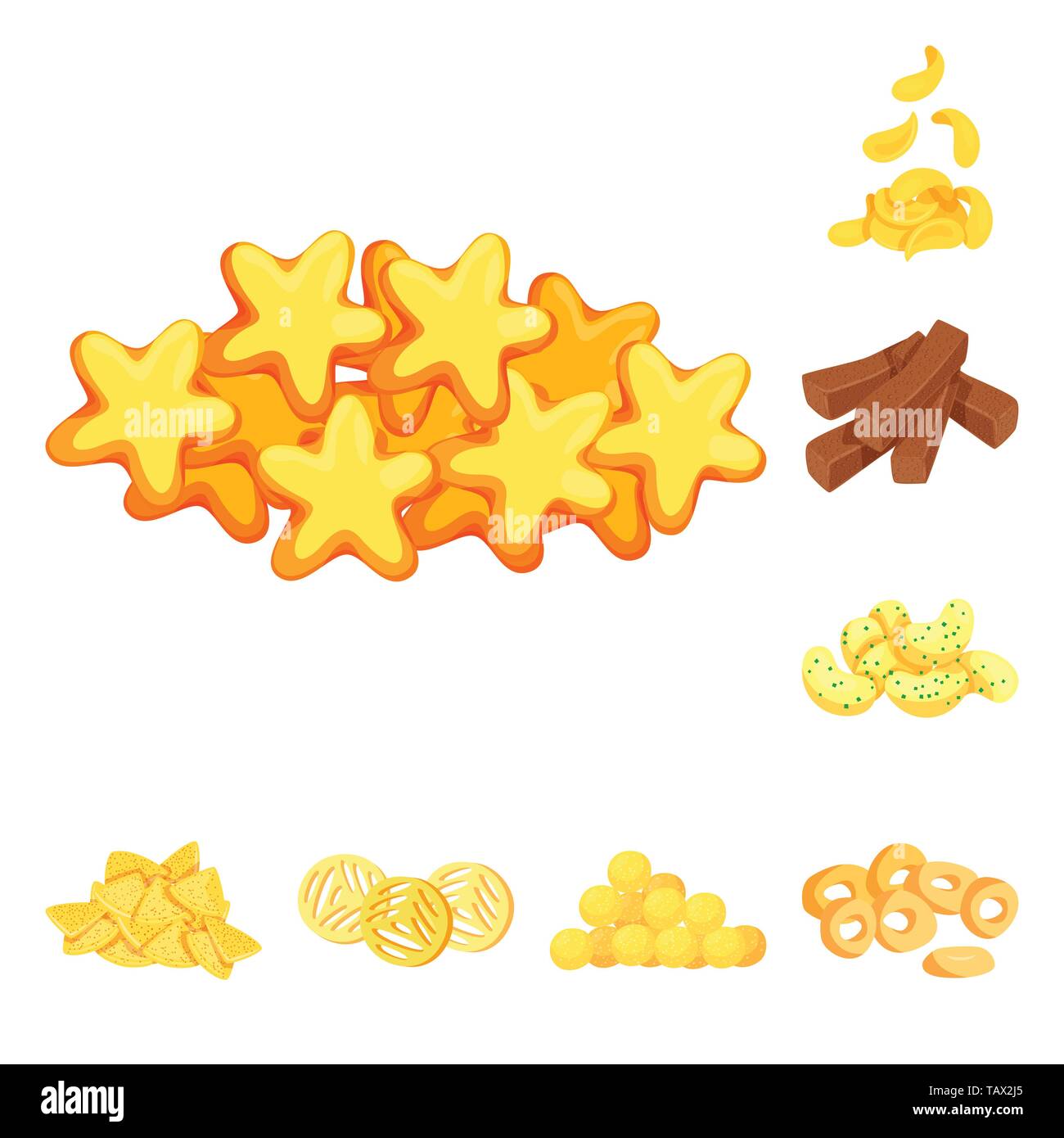 Vector design of food and crunchy icon. Collection of food and flavor ...