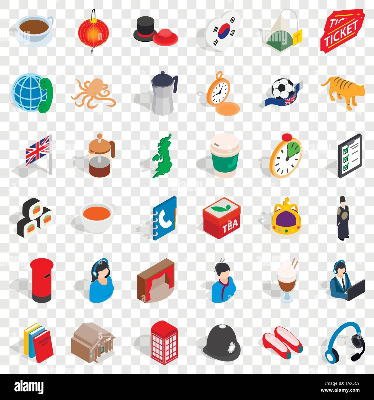 Welness icons set, isometric style Stock Vector