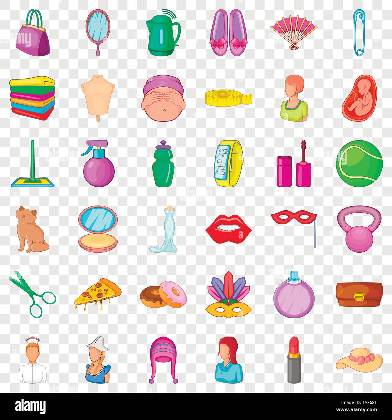 Woman icons set, cartoon style Stock Vector Image & Art - Alamy