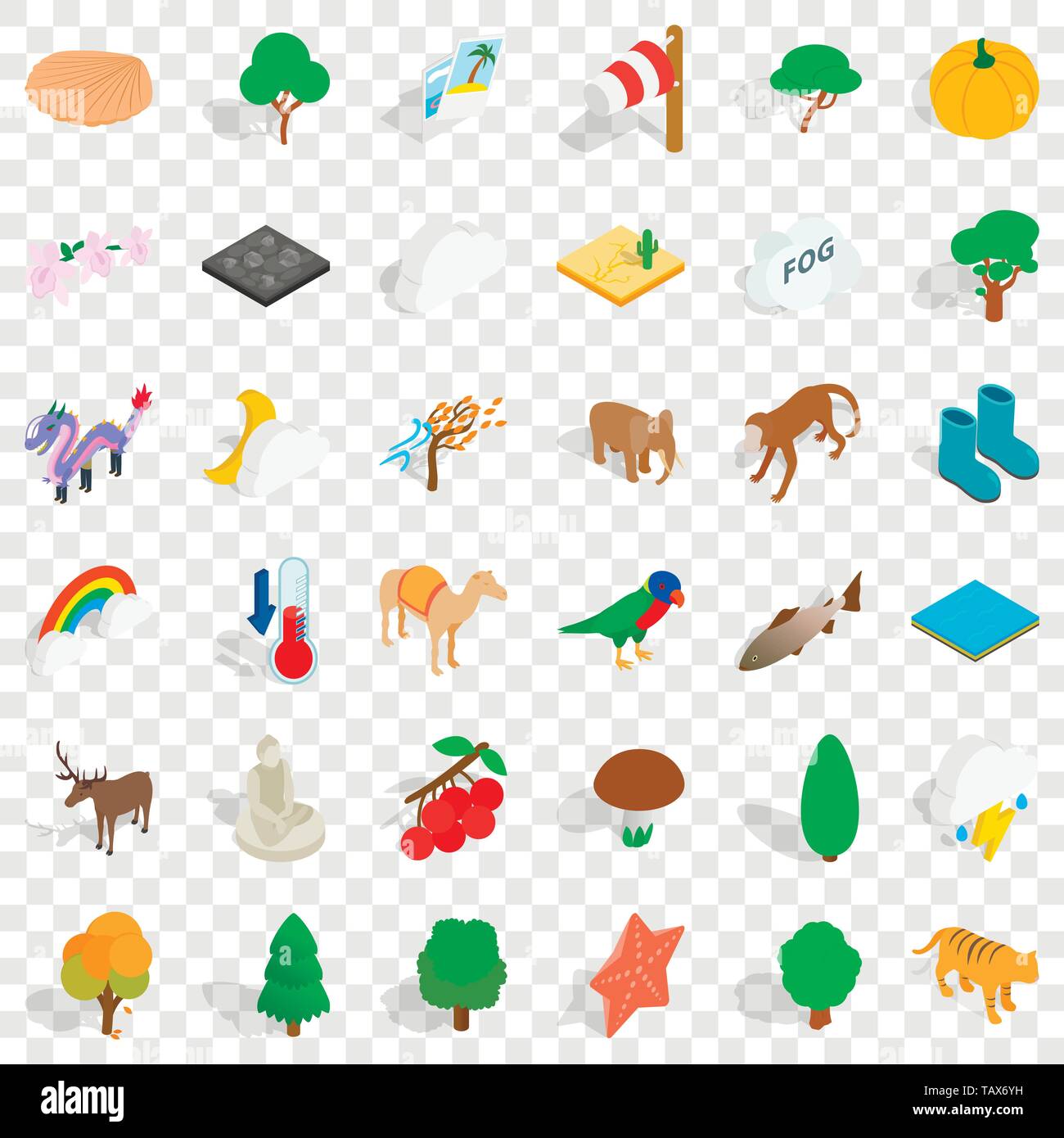 Animal icons set, isometric style Stock Vector