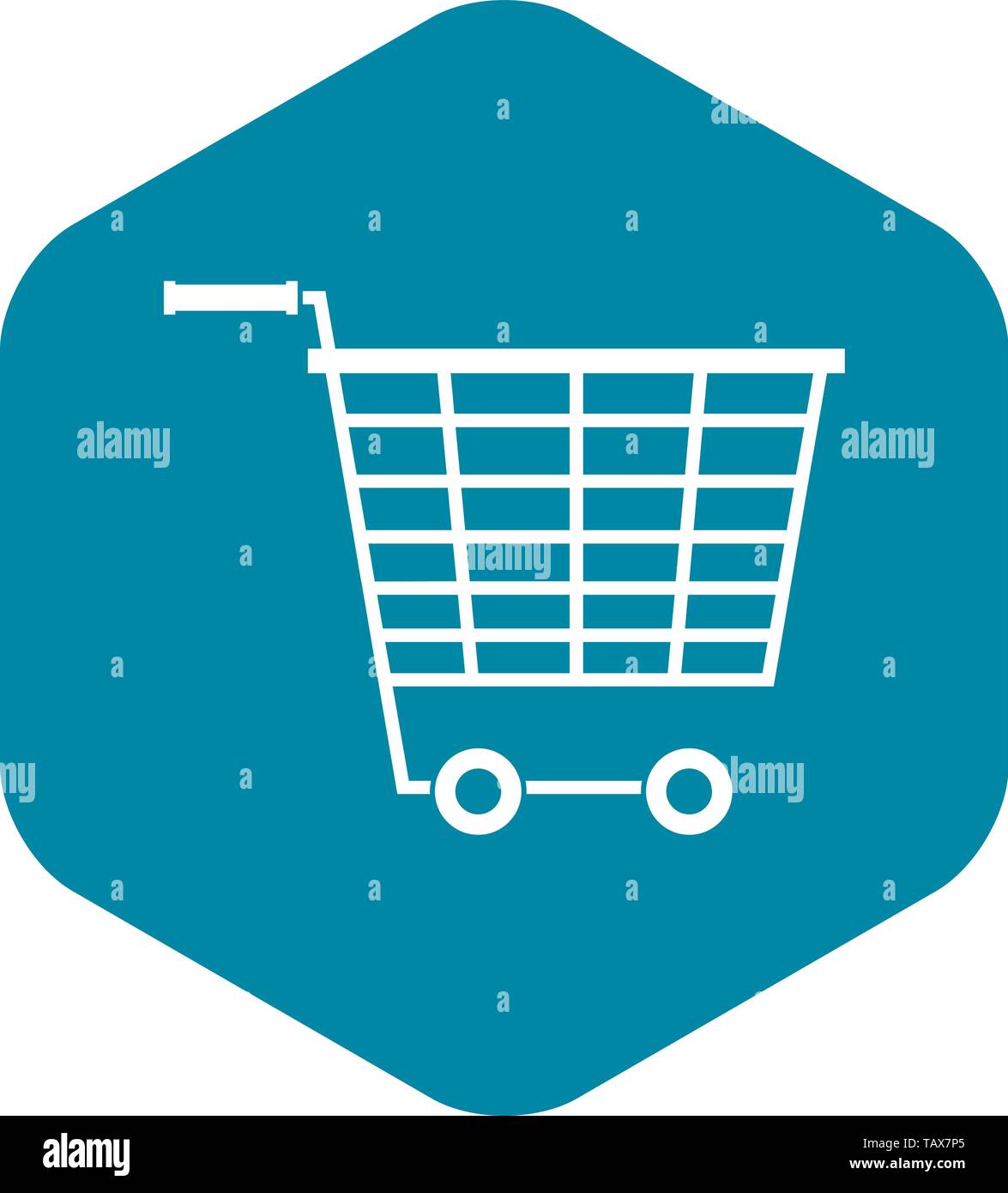 Empty supermarket cart with plastic handles icon Stock Vector