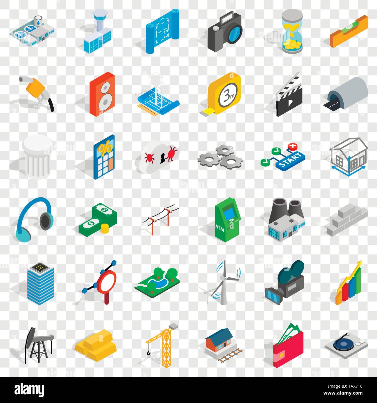 Technical icons set, isometric style Stock Vector