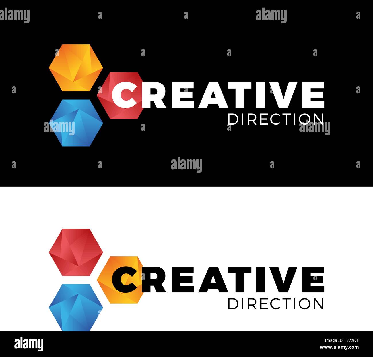 Creative three Hexagon honeycomb comet logo bright, multicolor entertainment. Stock Vector