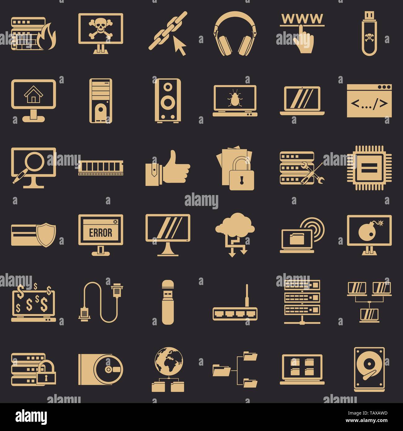Search in internet icons set, simple style Stock Vector