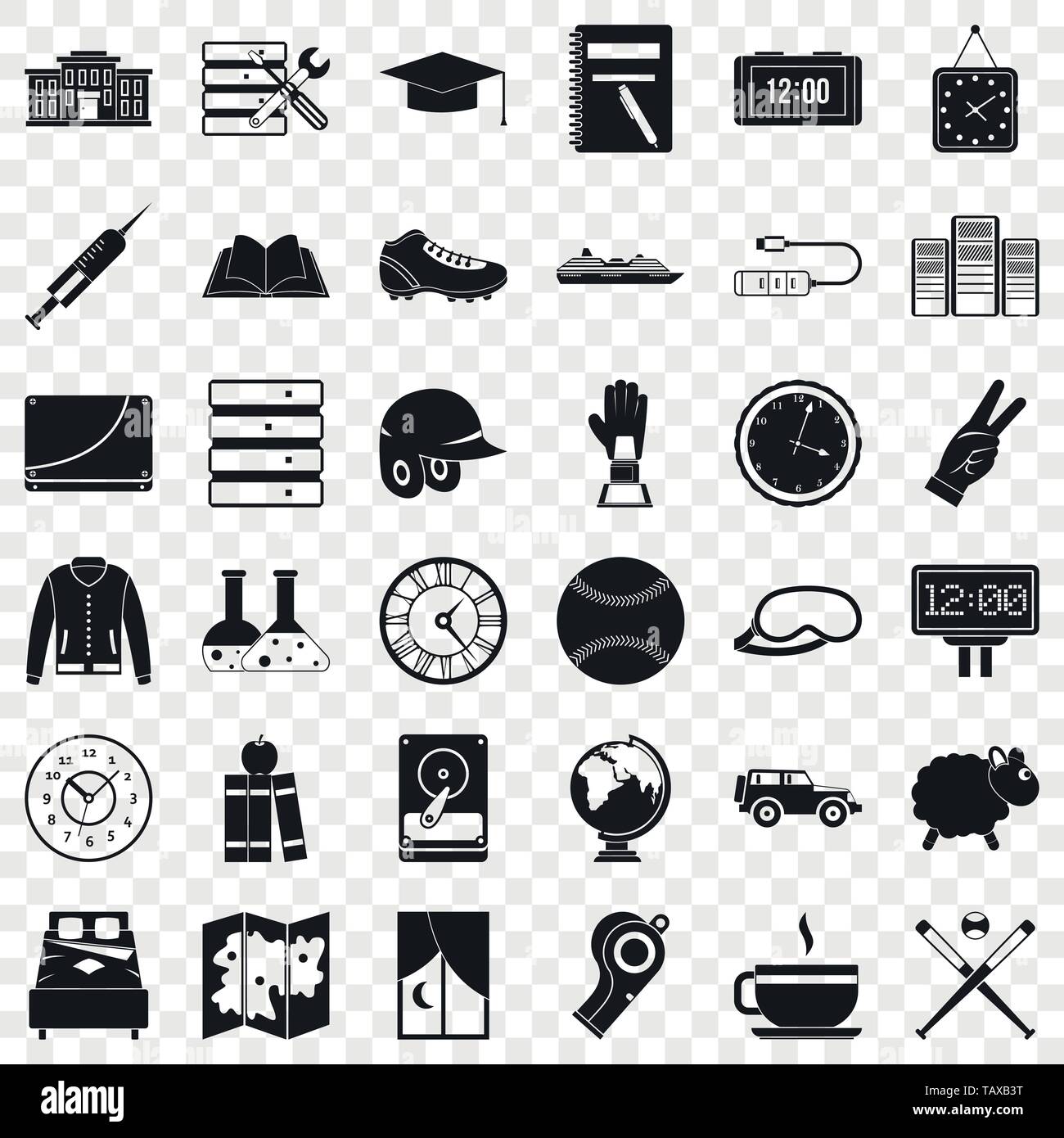 Digital time icons set, simple style Stock Vector Image & Art - Alamy