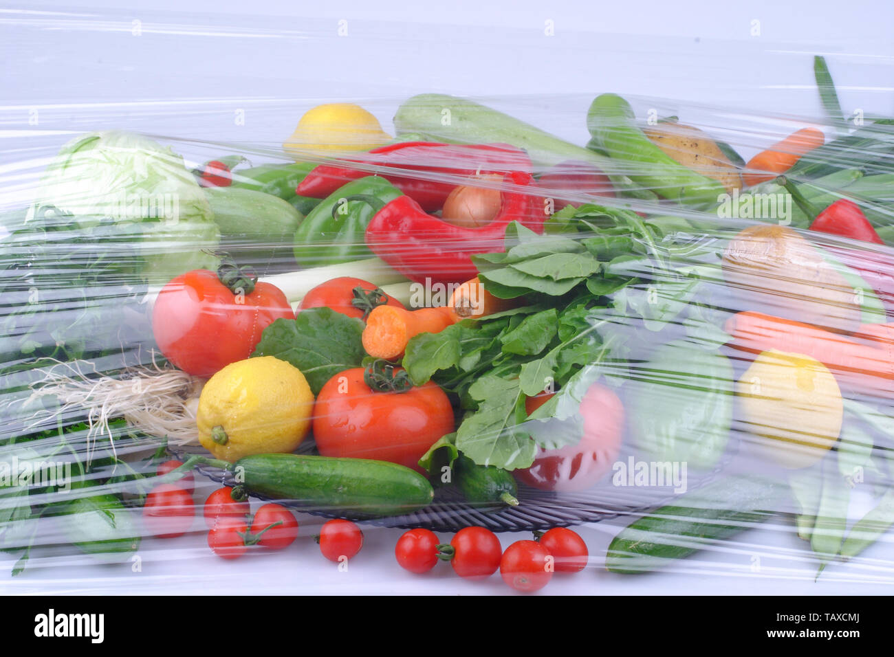 Vegetables and fruits on rustic wooden background Stock Photo - Alamy