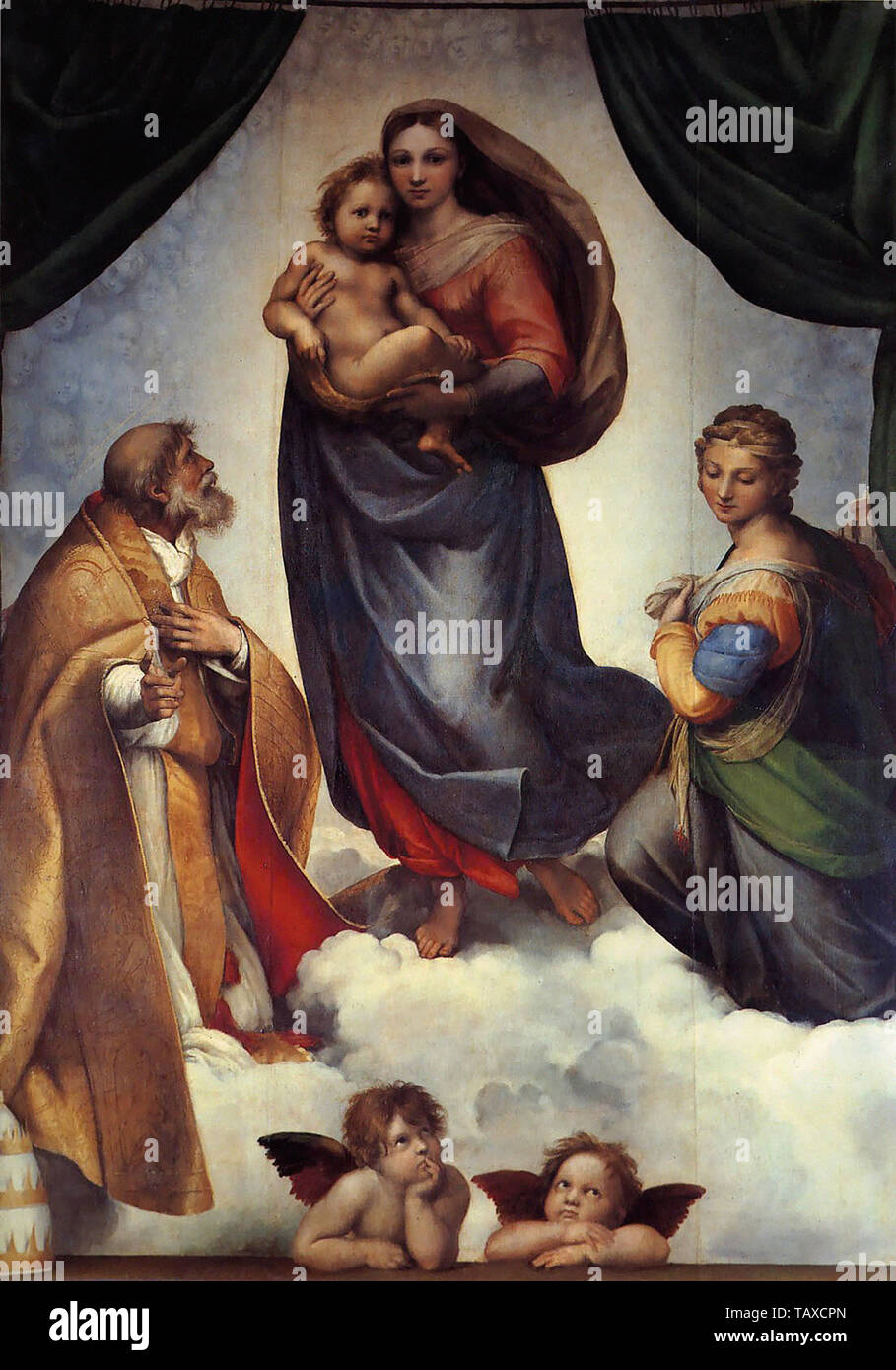 Raffaello Sanzio Da Urbino - Raphael - Sistine Madonna 1505 Stock Photo