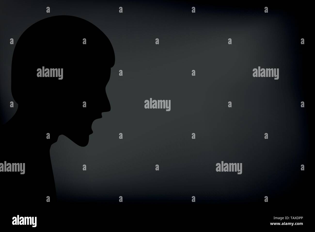 angry man screams silhouette on dark background vector illustration EPS10 Stock Vector