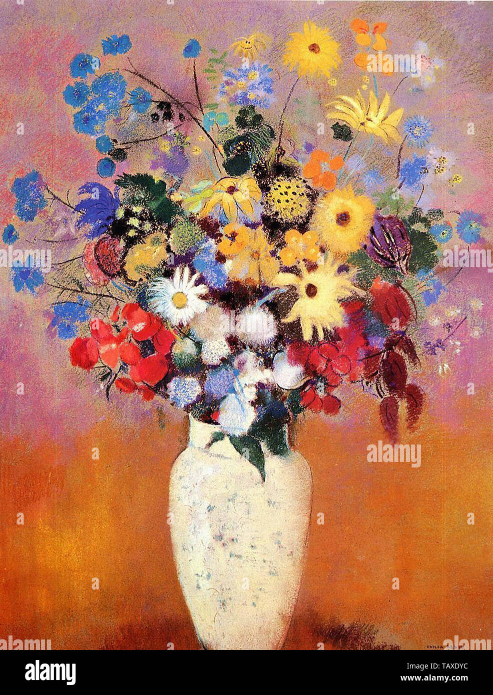 Odilon Redon - White Vase With Flowers 1916 Stock Photo - Alamy