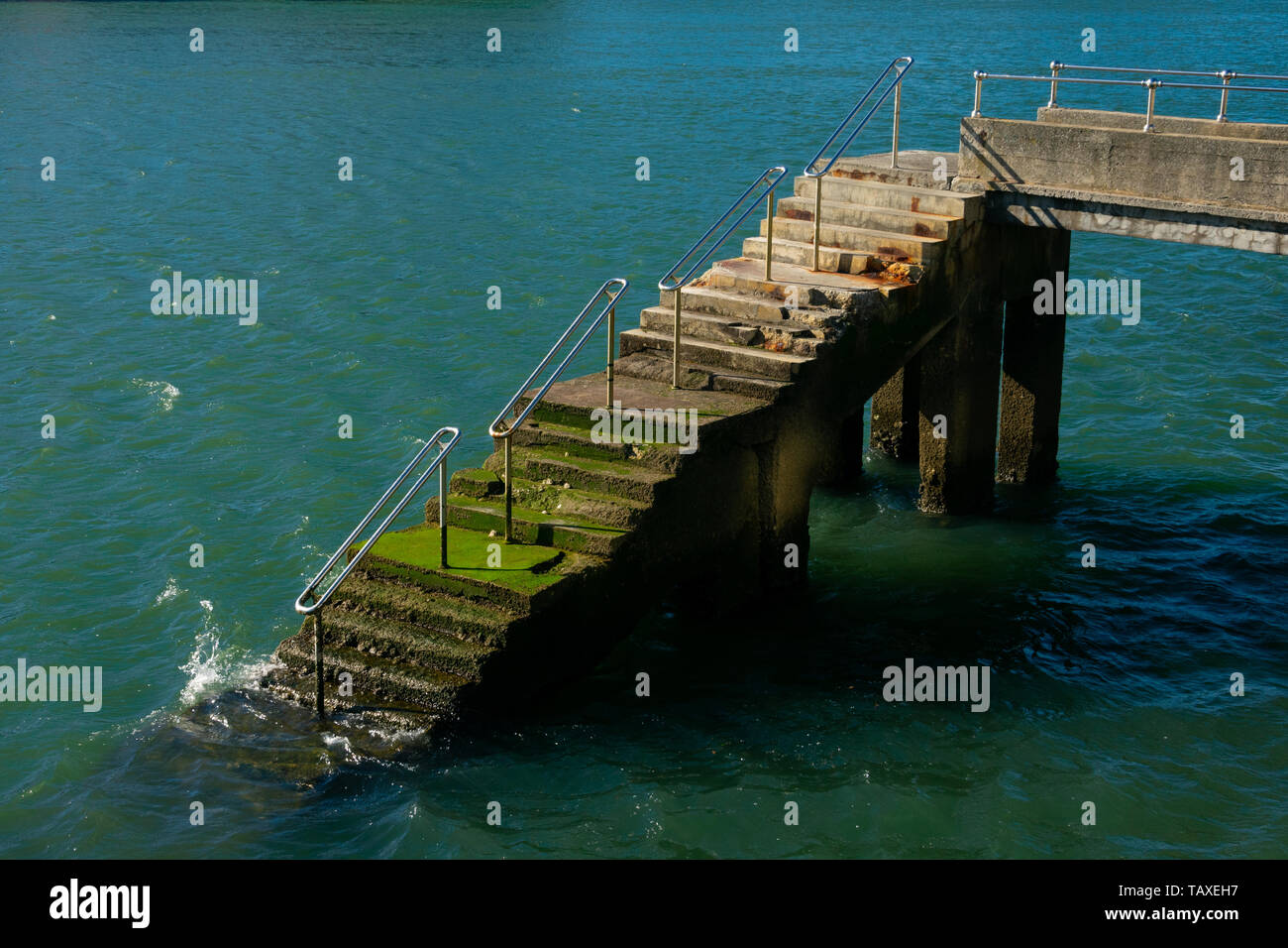 Old stairs on the Nervion River. Portugalete, Spain Stock Photo