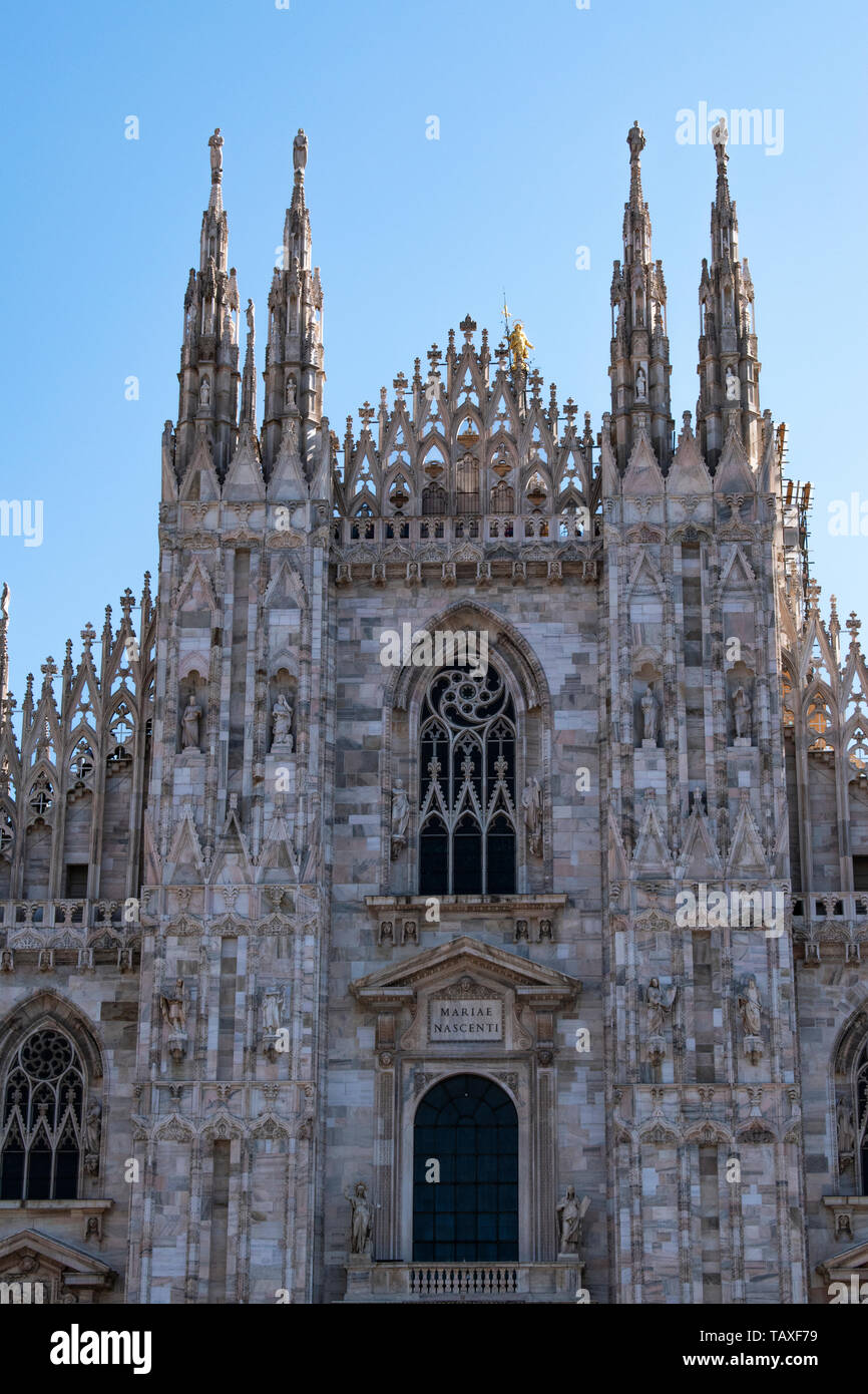 Italy: the Milan Cathedral, dedicated to the Nativity of St Mary, the largest church in Italy, the third largest in Europe and the fourth in the world Stock Photo