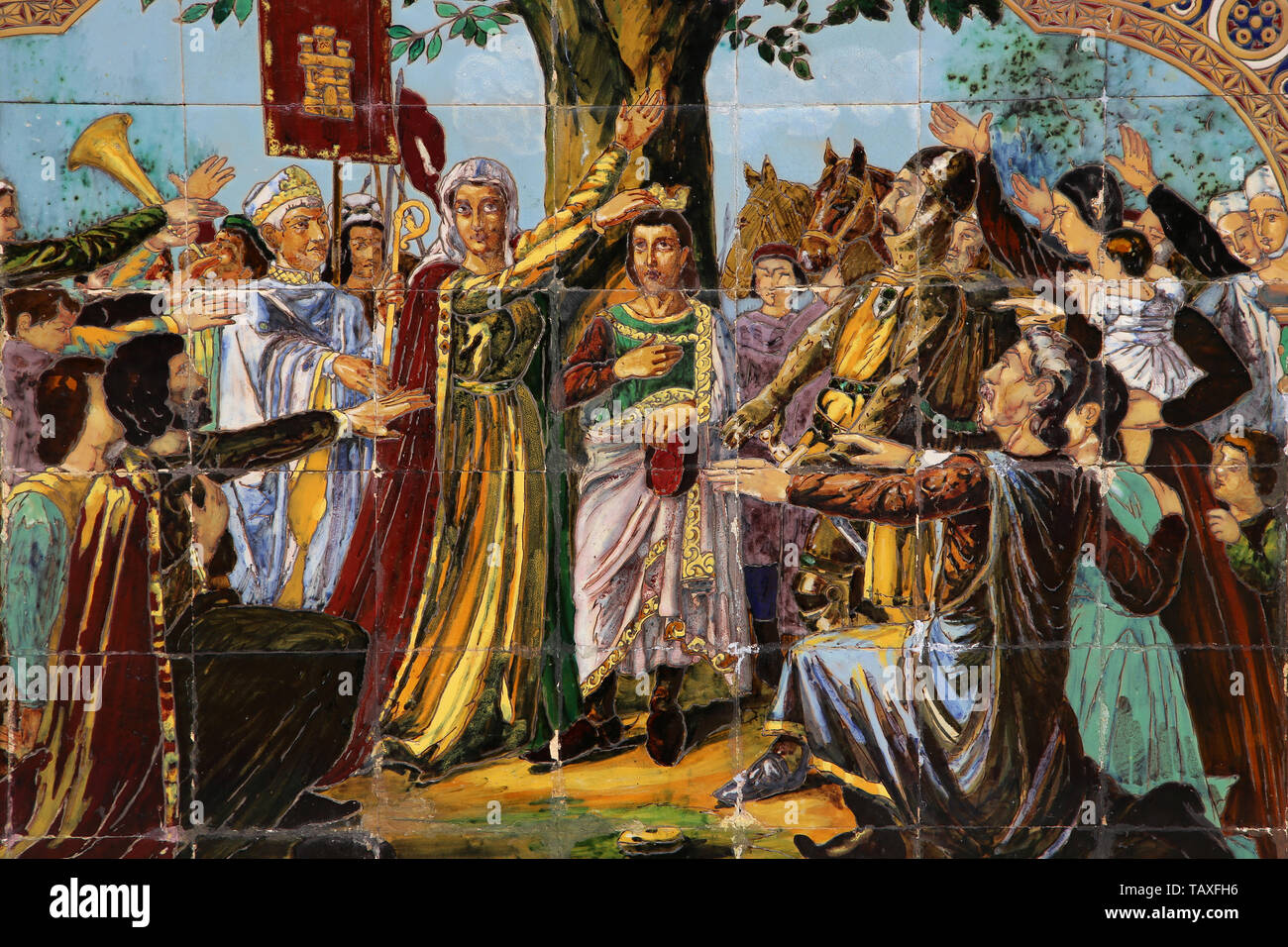Berengaria (1179-1246) queen of Castile renounces the crown for the benefit of his son, future Fernando III (1199-1252). Seville. Spain. Stock Photo
