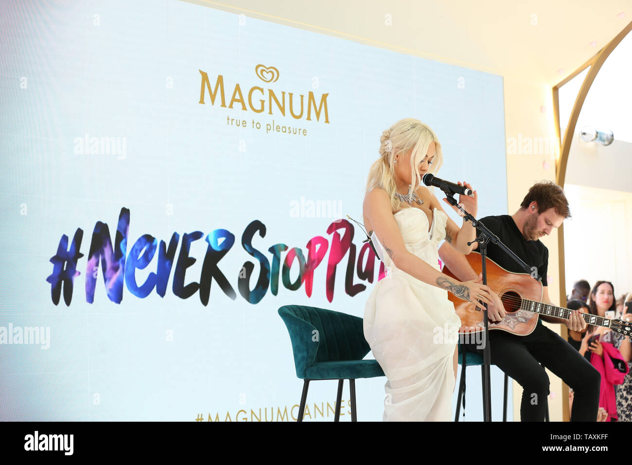 CANNES, FRANCE - MAY 26: Rita Ora live performs at the Magnum x Cannes