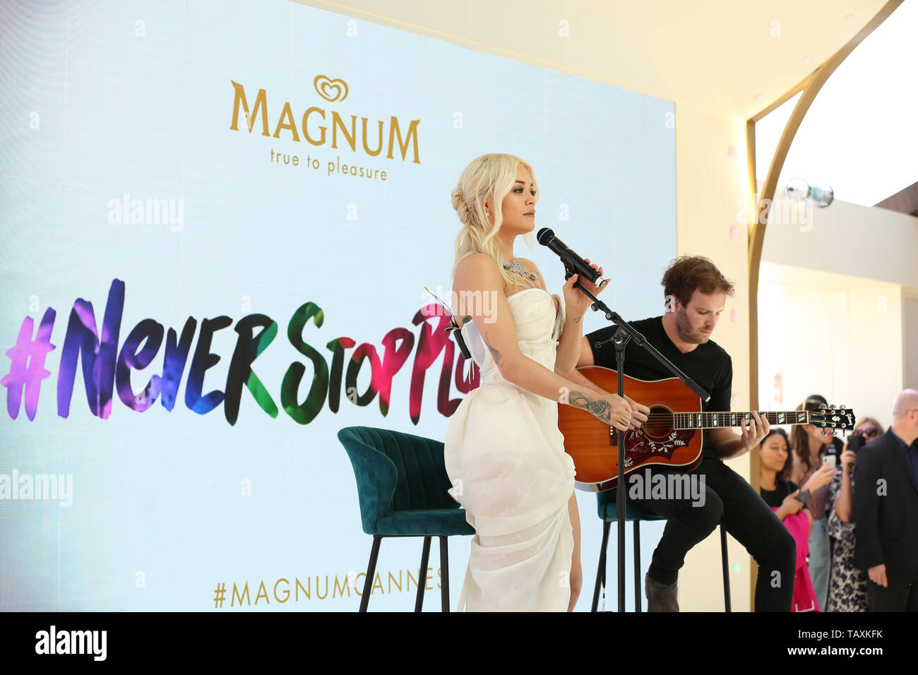 CANNES, FRANCE - MAY 26: Rita Ora live performs at the Magnum x Cannes