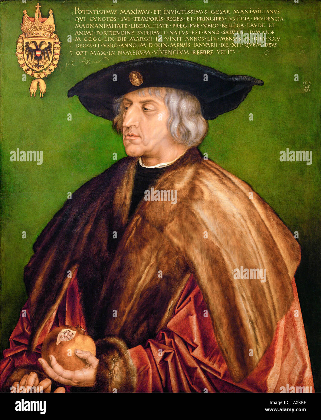 Albrecht Dürer, Portrait of Holy Roman Emperor Maximilian I  (1459-1519), portrait painting, 1519 Stock Photo