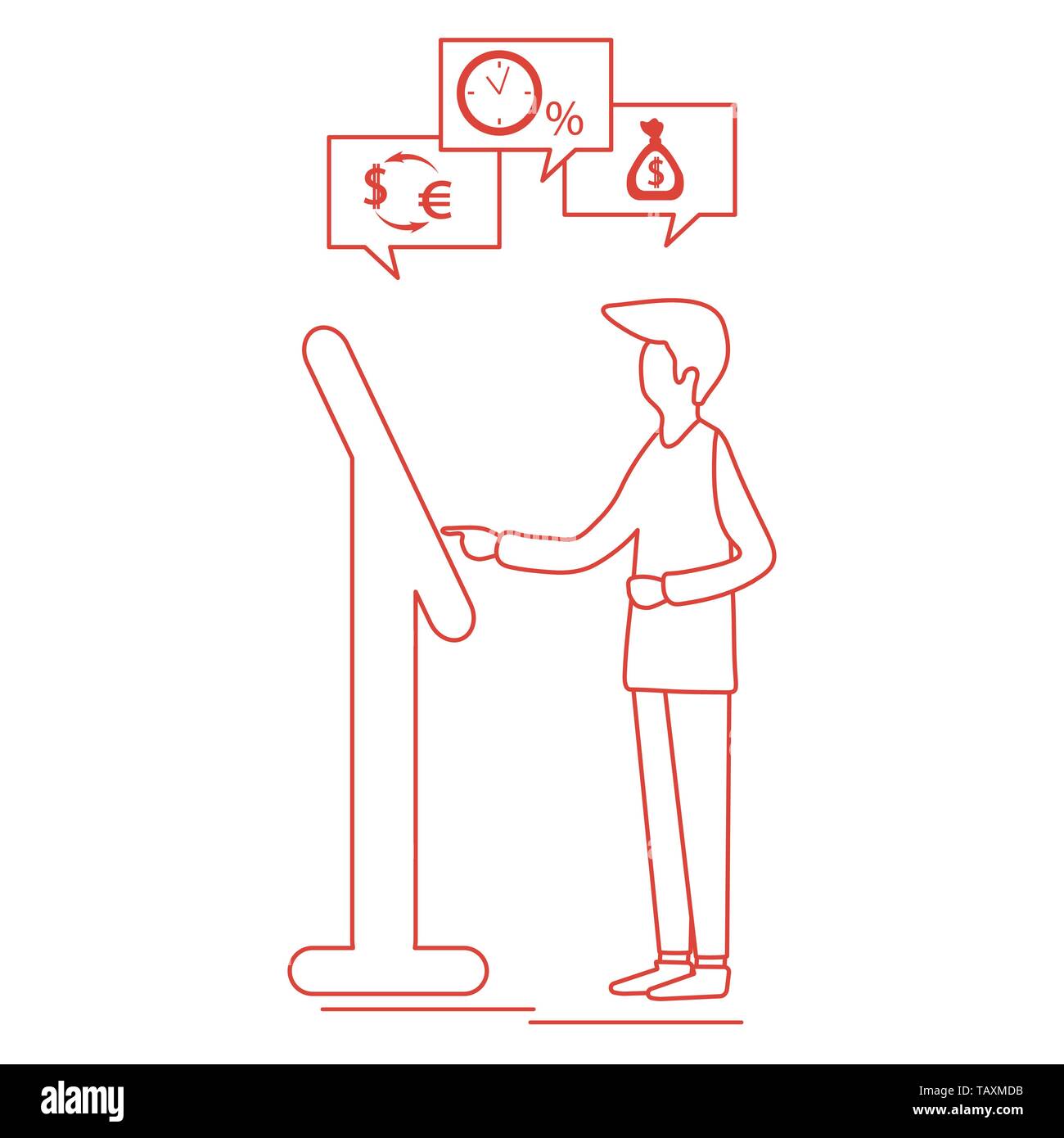 Vector Illustration With Man Chooses Bank Transaction At The