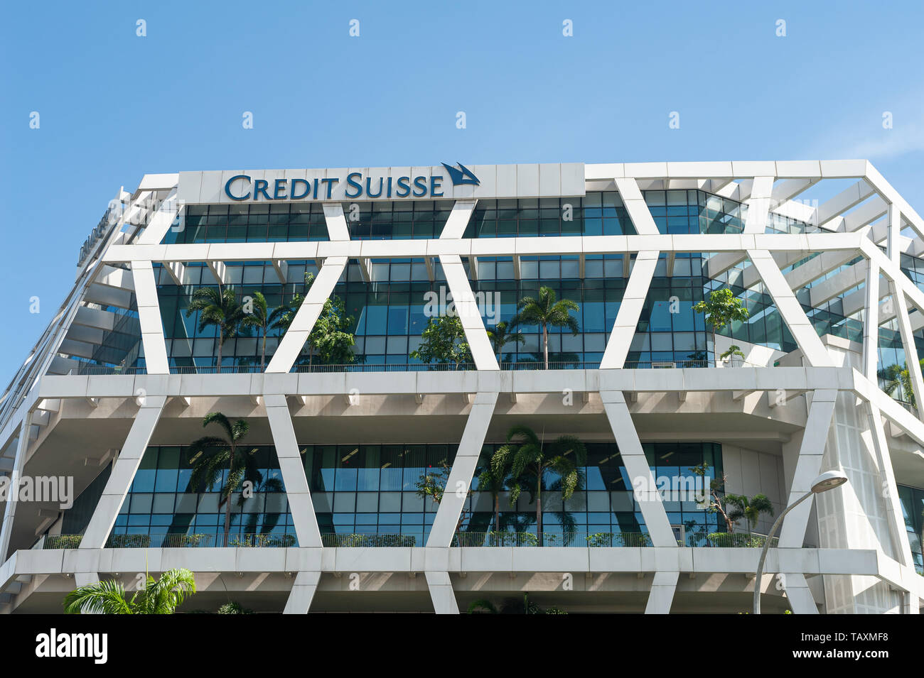 24.05.2019, Singapore, Republic of Singapore, Asia - Modern Credit Suisse bank building at Changi Business Park. Stock Photo