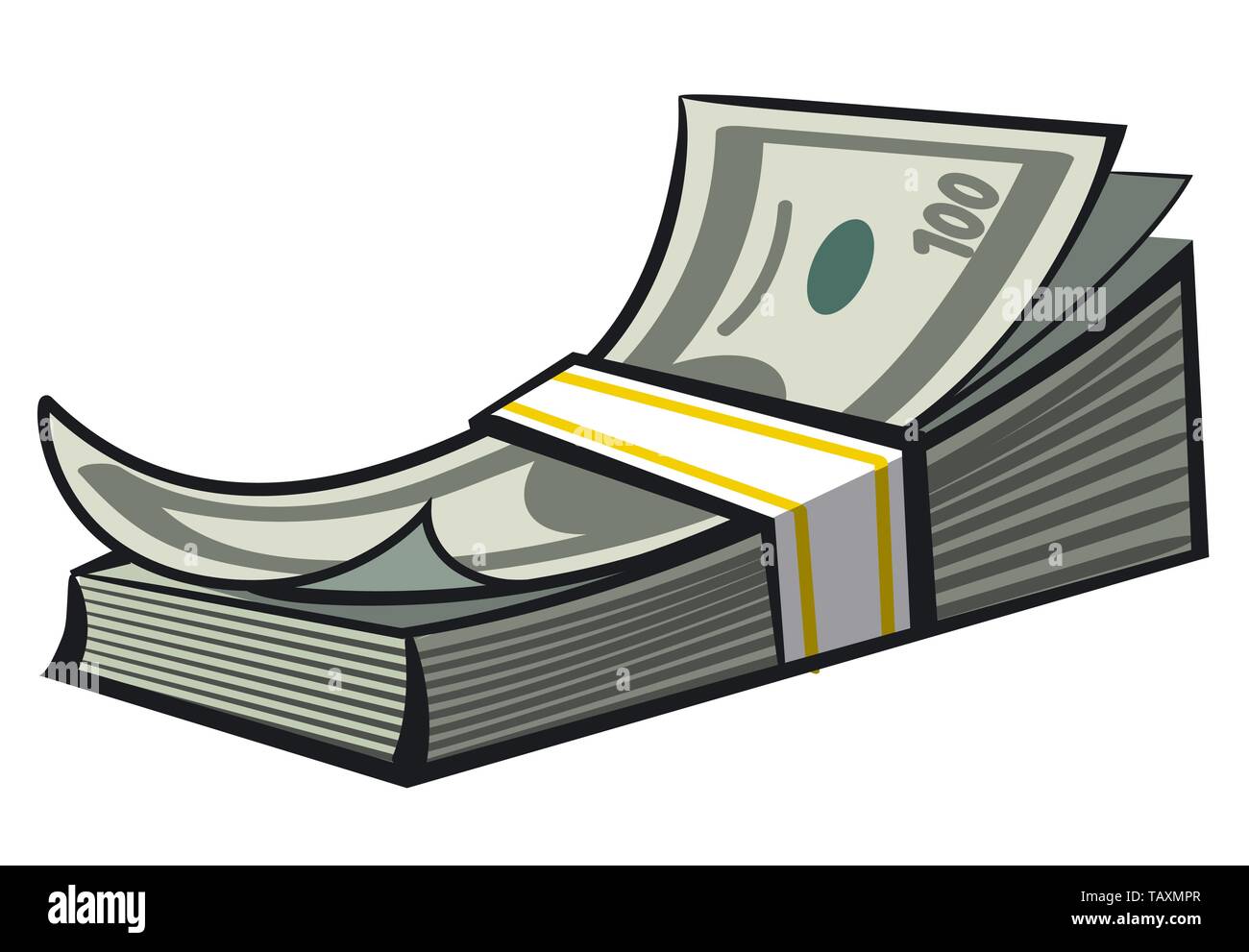 illustration of the cash money dollars stack on the white background Stock Vector