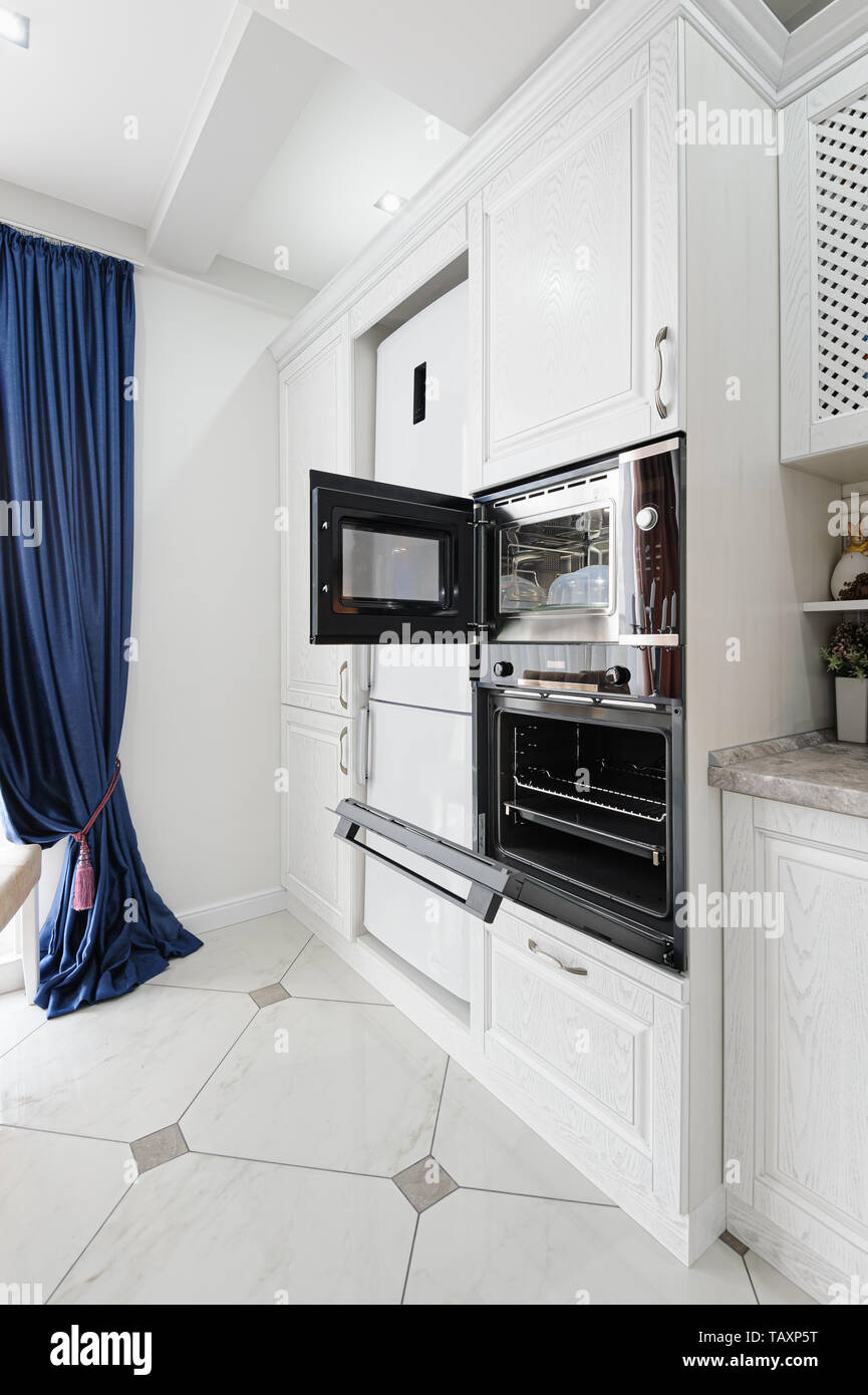 modern white wooden kitchen interior Stock Photo