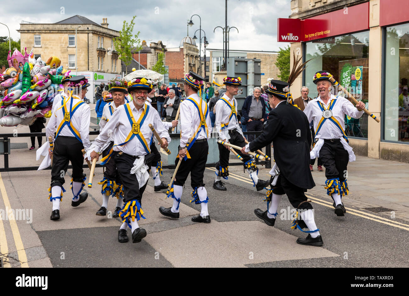 Yateley Morris Men at Chippenham Folk Festival 2019, Chippenham, Wiltshire, England, UK Stock Photo