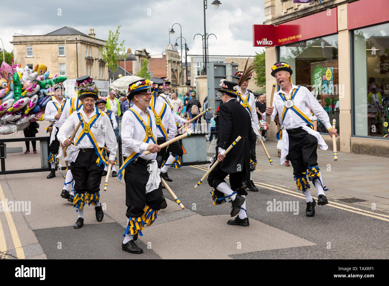 Yateley Morris Men at Chippenham Folk Festival 2019, Chippenham, Wiltshire, England, UK Stock Photo